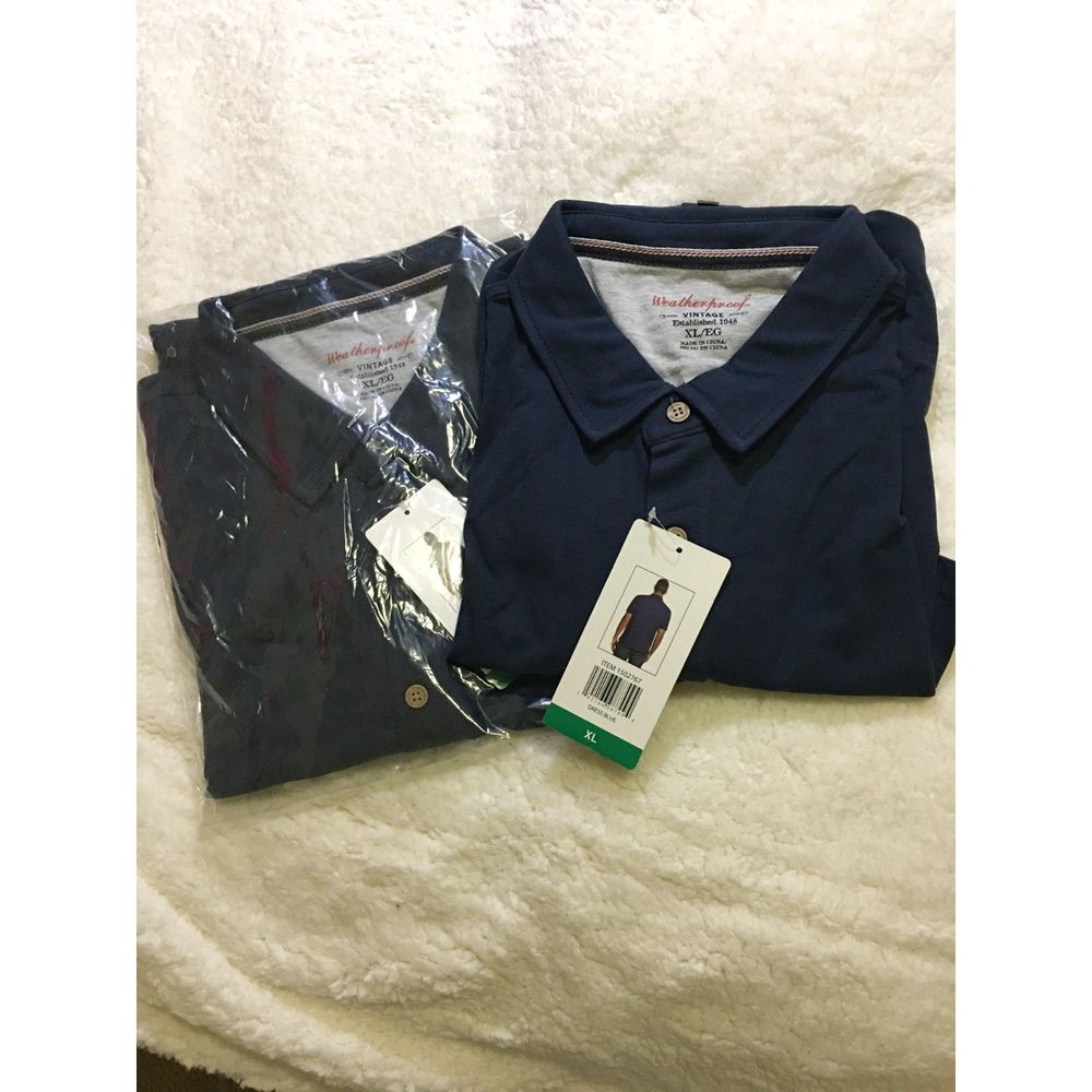 Set of 2: NWT Weatherproof VINTAGE Blue Polo, Size XL